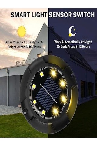 Mobgift 4'lü Solar Panelli Kazıklı Zemin Solar Ledi 8+4 Led Beyaz