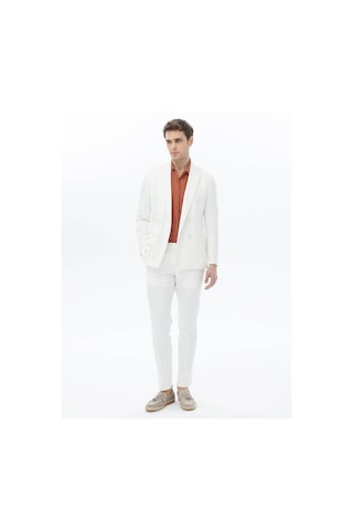 Kip Ekru Düz Slim Fit Takım Elbise Ekru