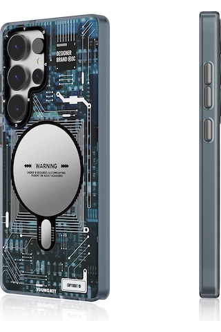 Galaxy Uyumlu S25 Ultra Kılıf Magsafe Şarj Özellikli Youngkit Technology Serisi Kapak Mavi