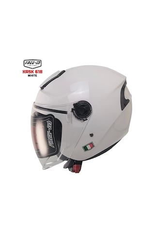 Free-m 618 Güneş Vizörlü Açık Yarım Kask Beyaz
