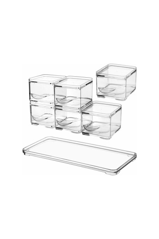 Nandy Home Standlı Kaşık Clear Baharatlık Seti 6'lı + Görselli Etiket Şeffaf