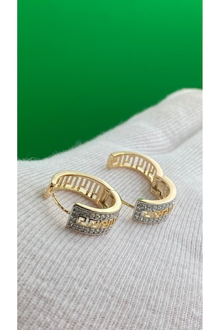 Xuping Halka Zirkon Taşlı Rose Gold Kadın Küpe Altın
