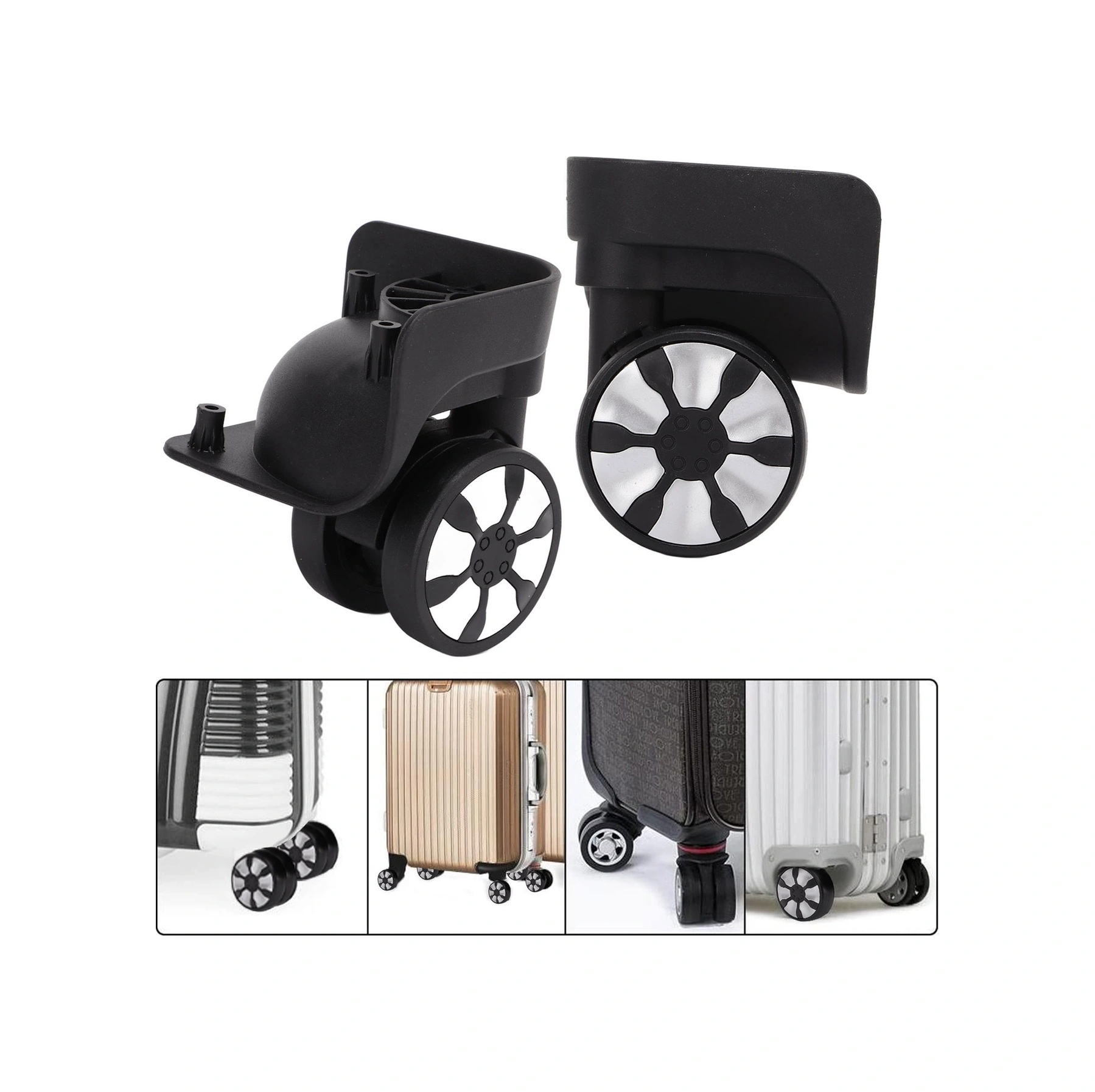 Vkemall Siyah Nylon Vagon Kasa Tekerlekleri, Gürbüz Ve Sessiz, 5.3cm Çapı, Kolay Kurulum, 2 Adet A78