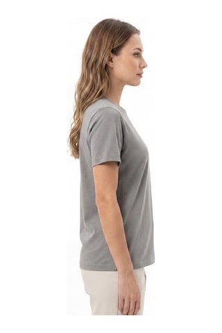 Goffra Kadın Vision Bisiklet Yaka Premium Kalite Yoğun Dokulu Pamuklu T-shirt Koyu Gri W101-r0220-04