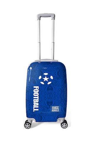 Coral High Lacivert Saks Futbol Desenli Pc Kabin Boy Valiz 50cm 16561 Mavi - Lacivert