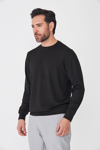 White Stone Siyah Sıfır Yaka Uzun Kollu Basic Sweatshirt
