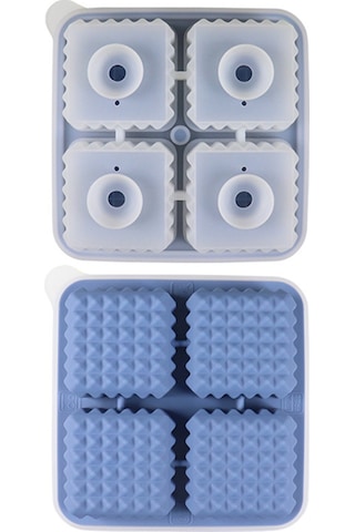 Xiyyadms Gıda Kalitesi Silikon Buzluk - 4 Adet Kare Buz Küpü Kalıbı - Whiskey Ve Kokteyller İçin Yavaş Erime - Ev Ve Bar Kullanıma Uygun - Siyah Çok Renkli