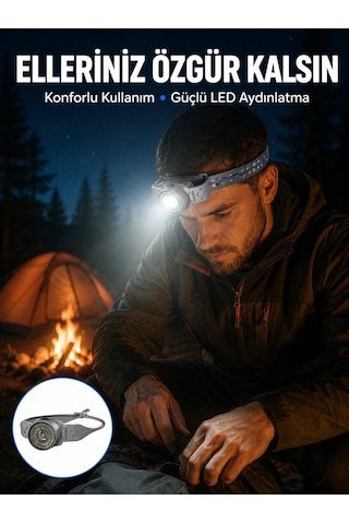 Mey İthalat Led Kafa Feneri Ayarlanabilir Baş Bantlı Güçlü Aydınlatma Lambası Çok Renkli