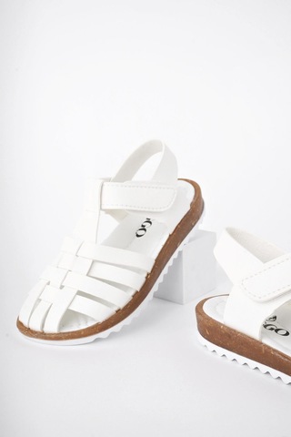 Muggo Rapunzel Garantili Günlük Ortopedik Hafif Taban Cırtlı Kız Çocuk Sandalet Beyaz