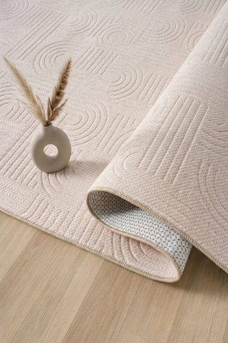 Raschel Carpet Bohem Mutfak Halısı Yıkanabilir Leke Tutmaz Modern Sisal Bej Özel Seri Kaymaz Taban Halı Yolluk Bej