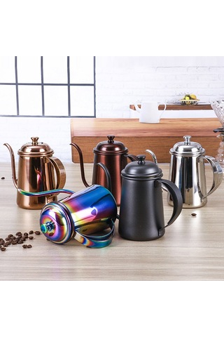 Leezsing Mutfak İçin Saplı Pour Over Kahve Çaydanlığı El Damlama Kahve Potu Pour Over Kahve Çay