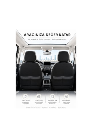 Mazda 323 Uyumlu Oto Koltuk Kılıfı Tam Set Airbag Uyumlu 4 Mevsim Cotfit Serisi