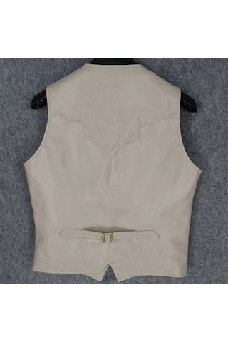 Vashion Hakiki Deri Gri Yelek