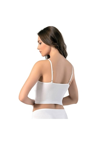 Kadın İp Askılı V Yaka Taşlı Kaşkorse Crop 6437 001