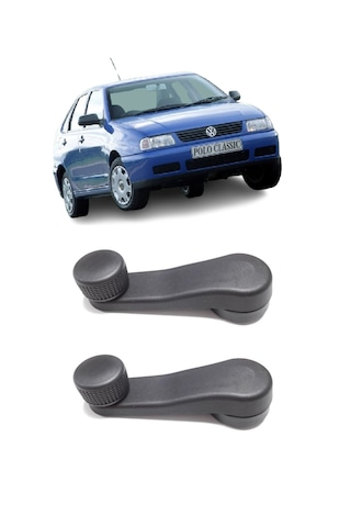 Vw Polo Classic 1996-2002 Uyumlu Manuel Çevirmeli Cam Açma Kapama Kolu Siyah 2 Adet Takım 1h0837581
