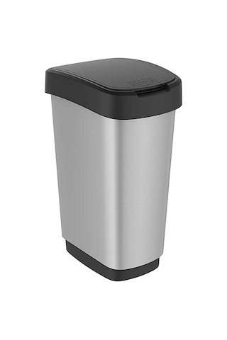 Rotho Swing Çöp Kutusu 50L Metalik Gri