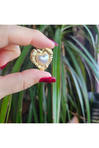 Slowshe-inci Detaylı Kalpli Vintage Küpe Gold