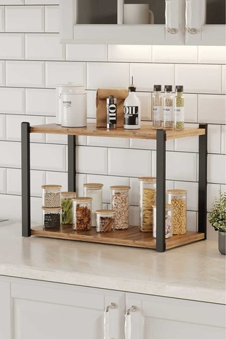Çok Amaçli Banko Rafi Siyah Profil Çam Sunta 45x18x34 Cm Mtl044 Siyah-çam