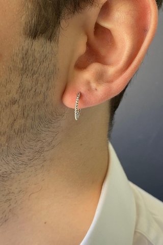 Zümrüt Sarraf 14 Ayar Beyaz Altın Burgulu Halka Erkek Küpe