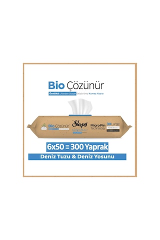 Sleepy Bio Çözünür Yüzey Temizlik Havlusu&Mendili Deniz Tuzu&Yosun 6x50 (300 Yaprak)