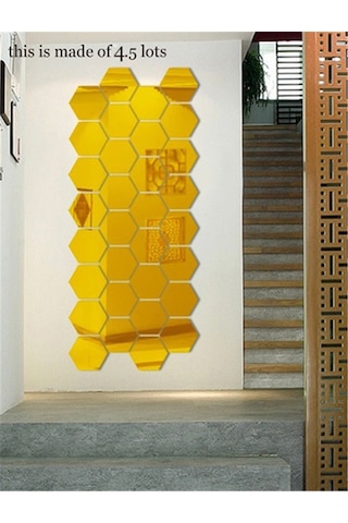 Altıköşe Altıgen Geometrik Hexagon 3Mm Cam 18X16 Duvar Boy Aynası