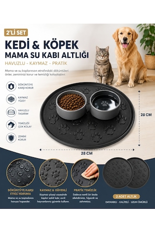 Kedi Köpek Mama Ve Su Kabı Altlığı 45x35 Cm Kaymaz Mama Matı Yıkanabilir Döküntü Önleyici