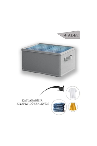 Adarya Home 4 Adet Dolap İçi Kıyafet Saklama Organizeri 45x25x20cm Gri