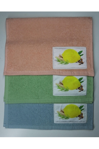 3'lü Limon Nakışlı Mutfak Havlusu Ve Kurulama Bezi %100 Pamuklu