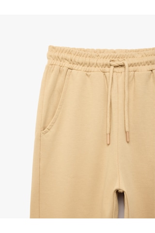 Koton Pamuklu Beli Lastikli Şardonlu Jogger Basic Eşofman Altı Bej 7wkb40010tk Ekru