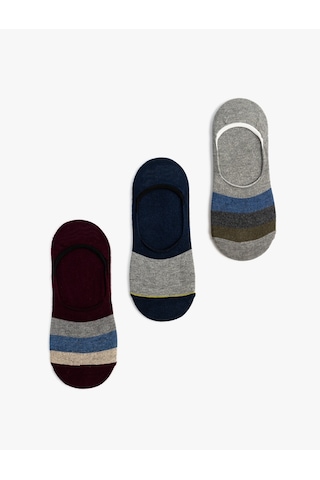 Koton 3'lü Babet Çorap Seti Çok Renkli Renk Bloklu Pamuk Karışımlı Multıcolor 4sam80248aa Mavi