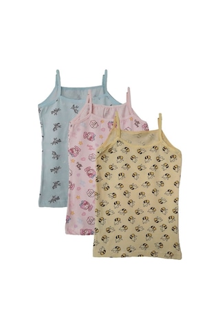 Kota 3Lü Kız Çocuk Ip Askılı Desenli Atlet Pamuklu Fanila