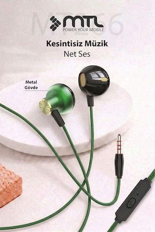 3.5 Mm Jack Girişli Stereo Kulak İçi Metal Kablolu Kulaklık Konforlu Ses Mt266 Diğer