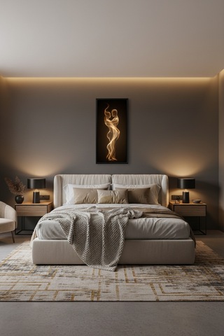 Altın Işık Soyut Aşk Tablosu Modern Siyah Çerçeveli Dekoratif Duvar Tablosu Salon, Yatak Odası Ve Ofis Dekoru
