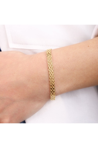 14 Ayar Altın Bismark Bileklik 5 Mm Sarı Altın