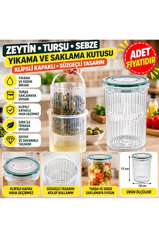 Zeytin Turşu Sebze Yıkama Kutusu Klipsli Kapaklı Saklama Kabı Adet Fiyatıdır Diğer