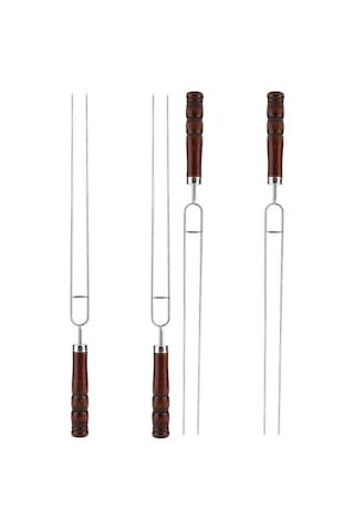 Sones Paslanmaz Çelik Barbekü Şişleri Barbekü Çatal U-şekilli Barbekü Çatalı, Özellikler: Pp Torbada 4 Adet Çok Renkli