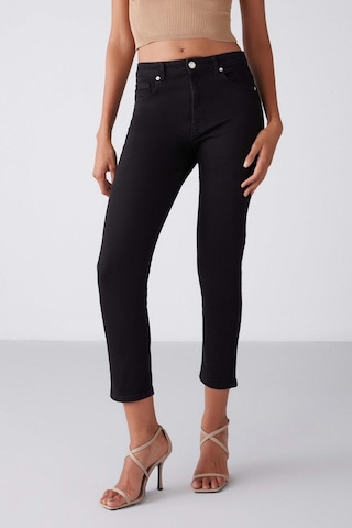 Grımelange Gına Kadın Skinny Fit Dar Paça Normal Bel Organik Pamuk Comfort Dokuma 5 Cepli Siyah Jeans