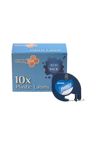 Ecotag Dymo 12268 Letratag Muadili Plastik Şerit Etiket Şeffaf 12 MM x 4 M 10'lu Paket