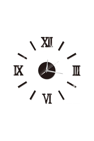 Tenfowee 3d Pvc Otomatik Yapıştırıcı Sessiz Tasarım Duvar Saati, Ev Ofis Dekorasyonu, Boyut Ayarlanabilir Dıy Siyah Saat Çok Renki