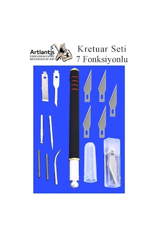 Kretuar 7 Fonksiyonlu Yedek Bıçaklı 1 Paket Hobi Maket Tasarım Çelik Alaşımlı Paslanmaz Hassas Kesim B