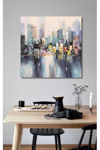 Şehir Büyük Boy El Yapımı Yağlı Boya Tablo 136x100cm