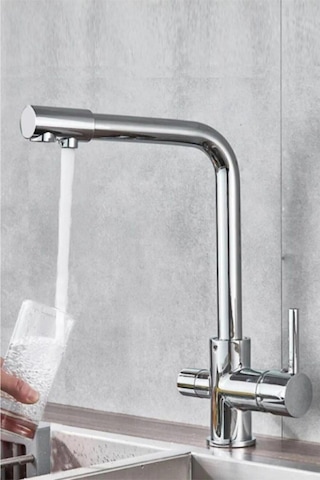 L&G Premium 3 Yollu Musluk Arıtmalı Krom Eviye Bataryası