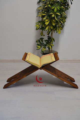 Kur An-ı Kerim Rahlesi Selçuklu Desenli Büyük Boy 18x65cm Yakma İşçilikli