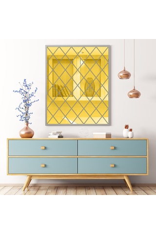 Yifomall Modern Ev Dekorasyonu İçin Elmas Desenli Akrilik Ayna Duvar Sticker - Çay Rengi, S Boyutu Çok Renkli