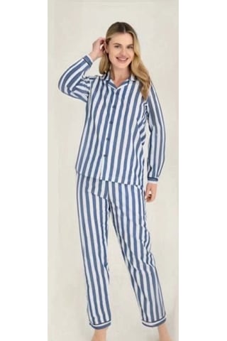 Epilons Zenvial Freshness 4007 Kadın Uzun Kol Çizgili Gaffuriye Pijama Takımı Zenviall2 Mavi