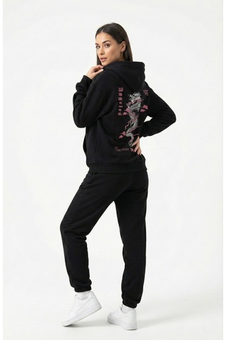 Nevermind Unisex Oversize Hoodie Detaylı Grafik Figür Baskılı Siyah