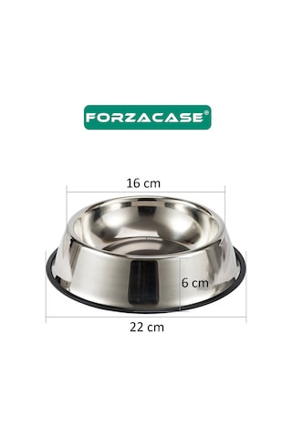 Forzacase 22 Cm 500 Ml Kedi Köpek Metal Mama Ve Su Kabı - Fc032