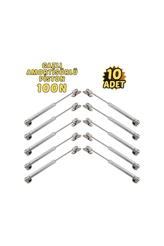 10 Lu Dolap Kapak Pistonu Mutfak Dolabı Gazlı Amortisör 100n 27cm Metalik Gri