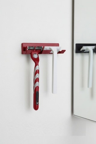 Kırmızı Yapışkanlı Traş Bıçak Bıçağı 2 Jilet İçin Traş Bıçaklık 2li Jiletlik Banyo Organizer