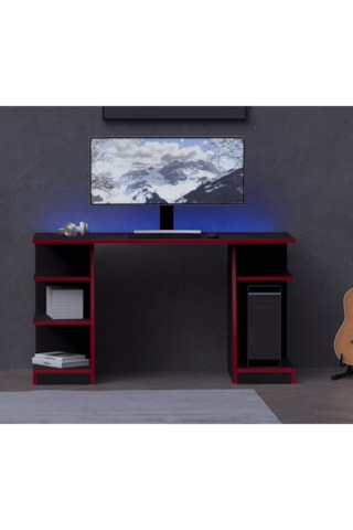 Kronos Oyuncu Masası - Bilgisayar Masası - Gamer Masası - 59x136 Cm Afm181 Siyah - Kırmızı